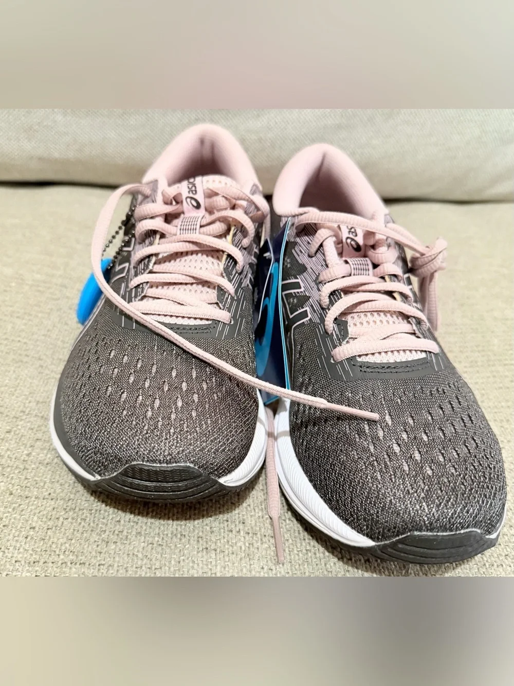 Asics Women's Pink and Gray Athletic Running Sneakers